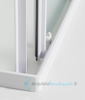 box doccia angolare porta scorrevole 80x100 cm trasparente bianco
