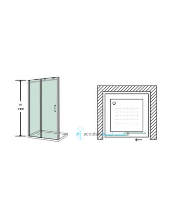 porta doccia scorrevole 120x190 cm - cristallo 8mm trasparente
