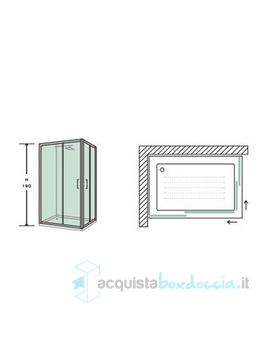 box doccia angolare porta scorrevole 70x120 cm trasparente altezza 190 cm serie f