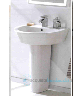 lavabo in ceramica con colonna d'appoggio bianco modello oasy