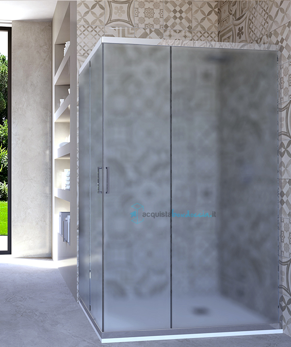 box doccia angolare porta scorrevole 65x70 cm opaco