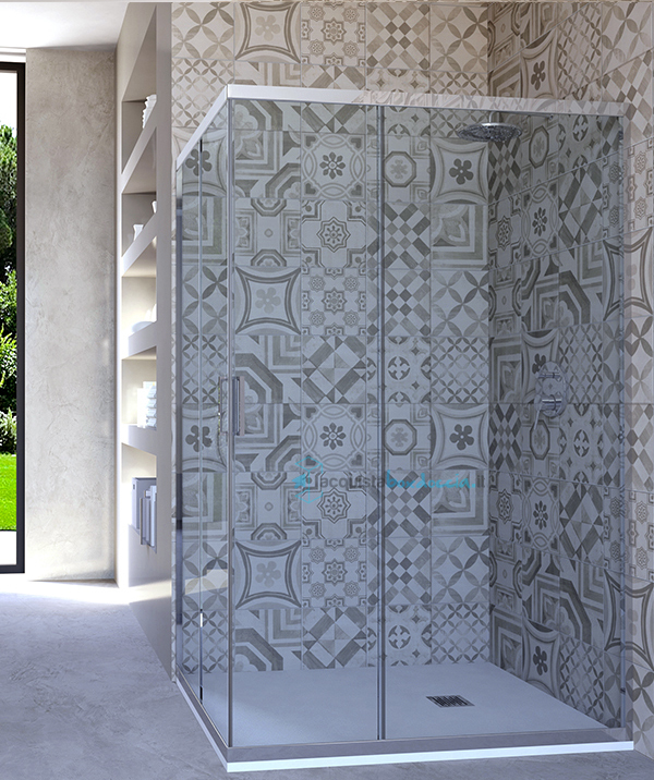 box doccia angolare porta scorrevole 65x70 cm trasparente