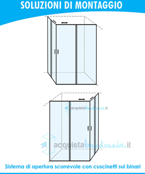 box doccia angolare porta scorrevole 115x115 cm trasparente