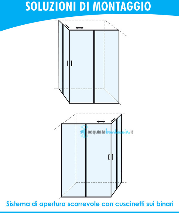 box doccia angolare porta scorrevole 95x100 cm trasparente
