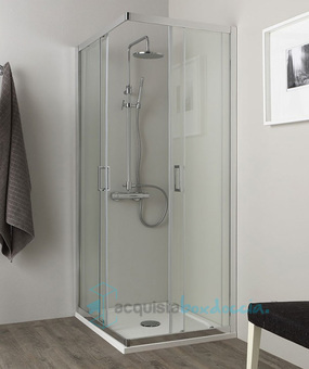 box doccia angolare porta scorrevole 100x100 cm trasparente