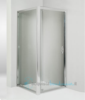 box doccia angolare anta fissa porta battente 100x75 cm trasparente