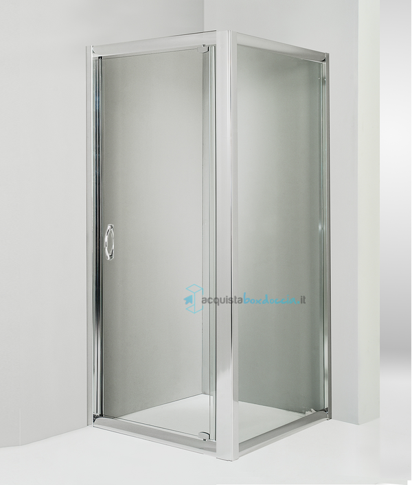 box doccia angolare anta fissa porta battente 65x95 cm trasparente