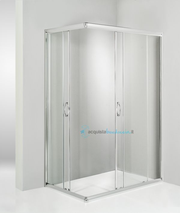 box doccia angolare porta scorrevole 100x65 cm trasparente altezza 180 cm