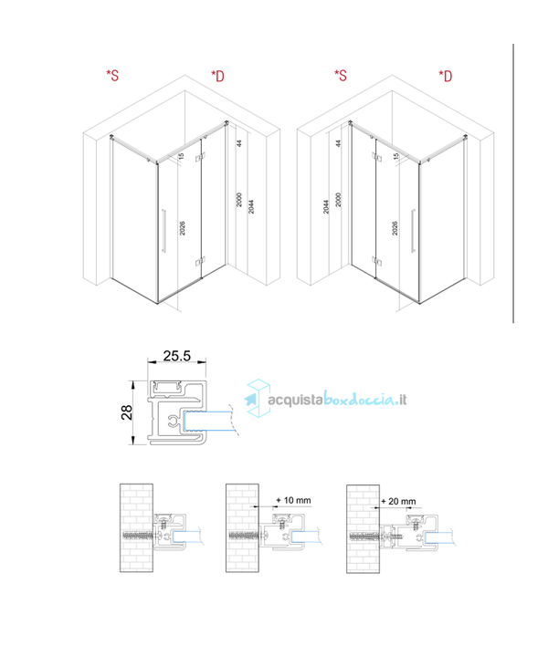 box doccia angolare 90x75 cm anta fissa porta battente trasparente serie sofist b1f megius 