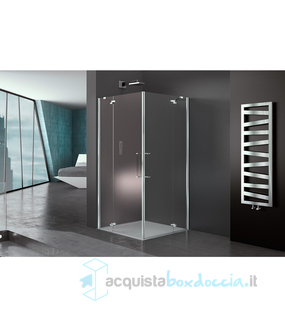 box doccia angolare 100x80 cm porta battente trasparente serie prisma 2.0 p6a2 megius 