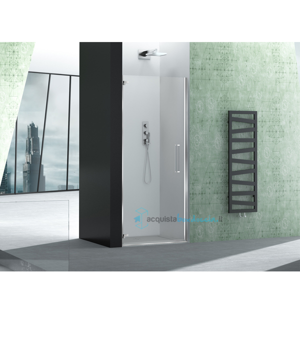 porta doccia battente 80 cm cristallo trasparente serie prisma 1.0 p8pb megius