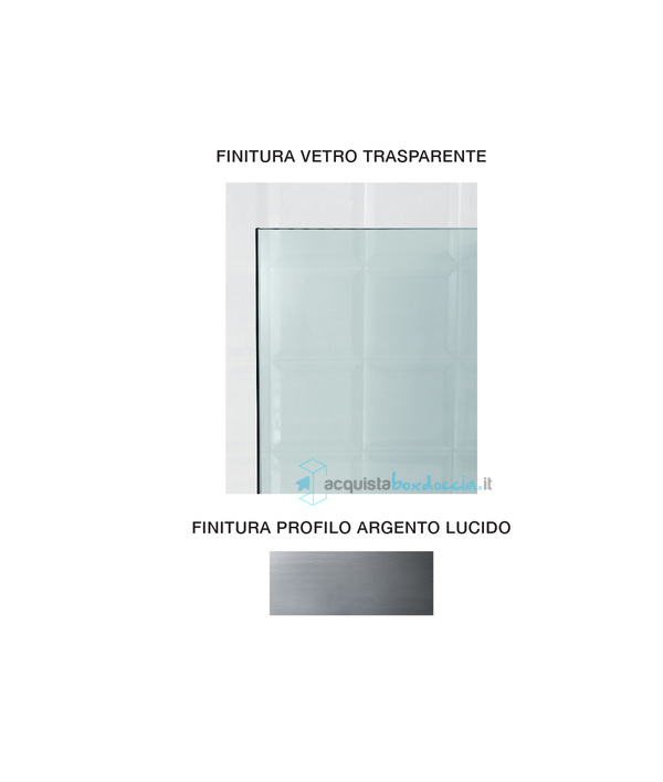 porta doccia battente 100 cm cristallo trasparente serie prisma 1.0 p6pb megius