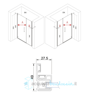 porta doccia battente 110 cm cristallo trasparente serie prisma 1.0 p6pbm megius