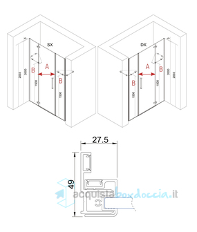 porta doccia battente 130 cm trasparente serie prisma 2.0 r8b2m megius 