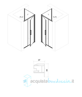 box doccia angolare 80x120 cm anta fissa porta battente trasparente serie live top ltpv1f megius