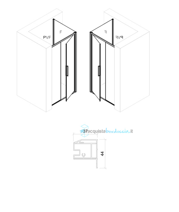 box doccia angolare 80x120 cm anta fissa porta battente trasparente serie live top ltpv1f megius