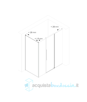 box doccia angolare 70x150 cm con anta fissa apertura scorrevole trasparente serie zen pcs megius