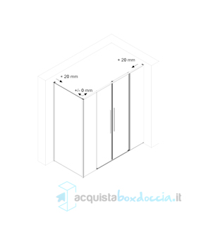 box doccia angolare 100x160 cm con anta fissa apertura scorrevole trasparente serie zen p2s  megius