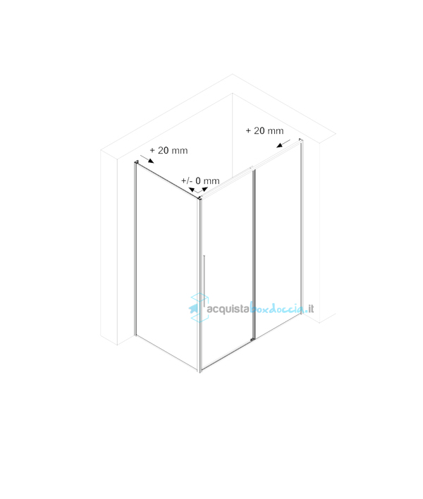 box doccia angolare 100x160 cm apertura scorrevole trasparente serie zen p1s megius