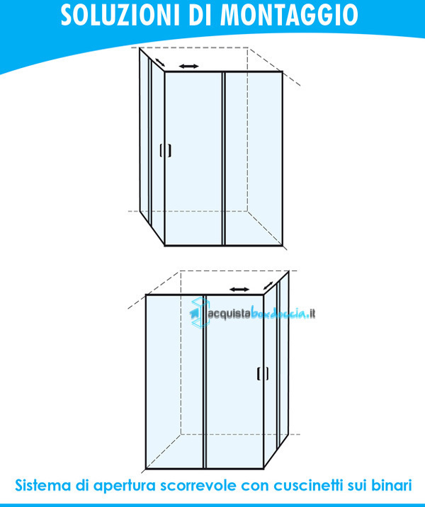 box doccia angolare porta scorrevole 60x103 cm trasparente serie dark