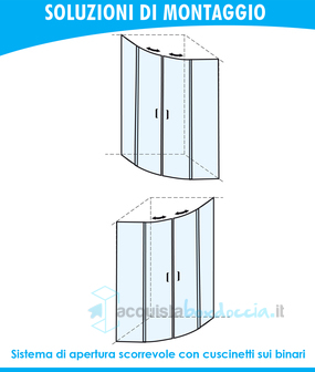  box doccia semicircolare 80x80 cm trasparente serie s