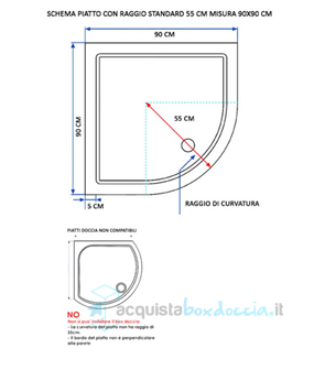 box doccia semicircolare 90x90 cm opaco serie s
