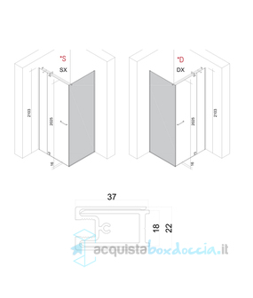 box doccia angolare 75x170 cm anta fissa porta battente trasparente serie solodocciaevo ab1fb  megius 