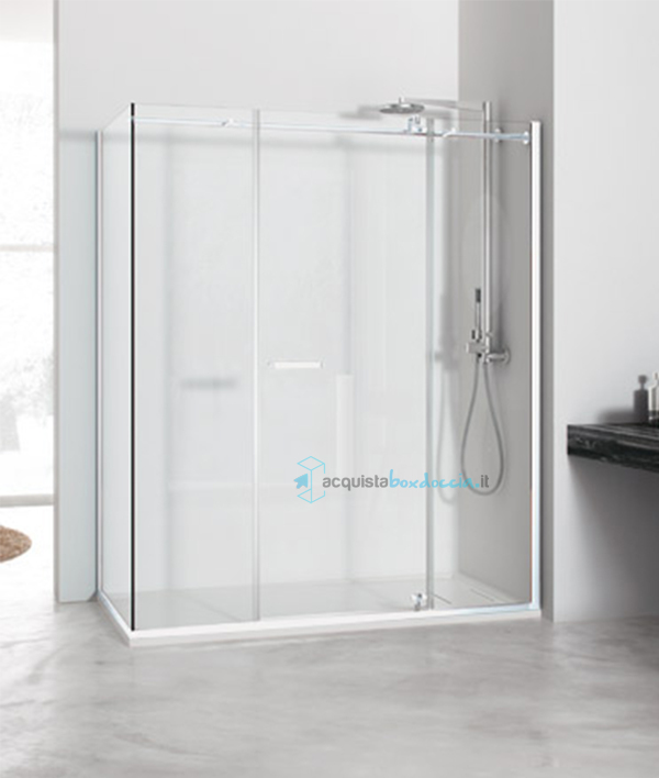 box doccia angolare 70x180 cm anta fissa porta battente trasparente serie solodocciaevo ab2fb  megius 