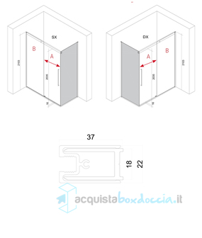 box doccia angolare 80x120 cm con anta fissa porta scorrevole trasparente serie solodocciaevo a1sfs megius 