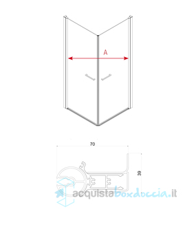 box doccia angolare 70x75 con angolo battente trasparente serie web 1.0 a12 megius