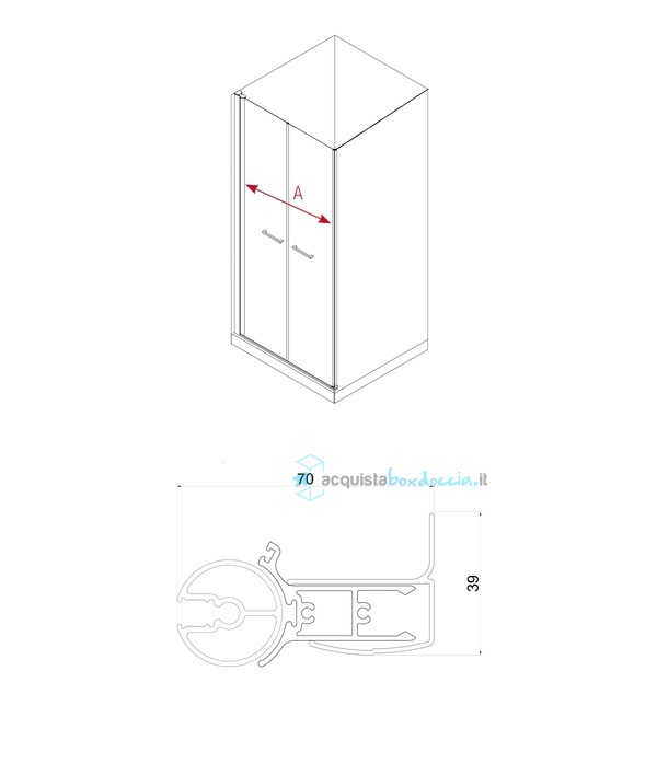porta doccia saloon 100 cm trasparente serie web 1.0 sal  megius 
