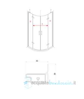 box doccia semicircolare 80x80 cm trasparente serie web 2.0 r2b megius