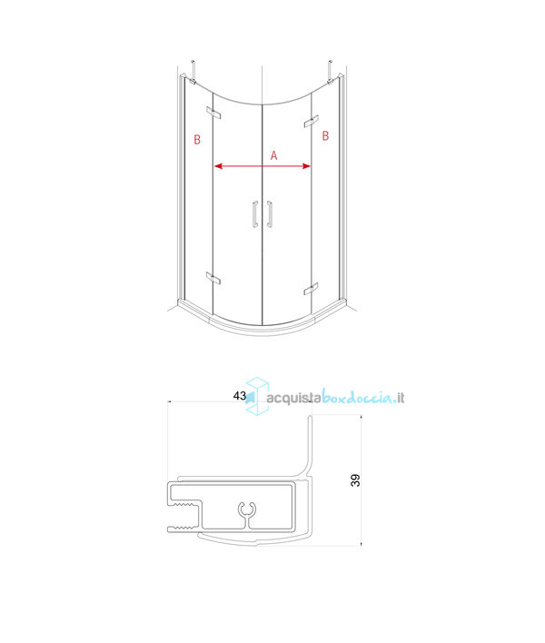 box doccia semicircolare 90x90 cm trasparente serie web 2.0 r2b megius