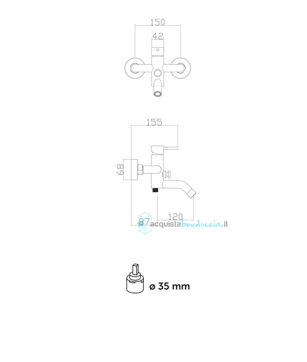miscelatore monocomando vasca inox 316 ix10 dc con kit doccia