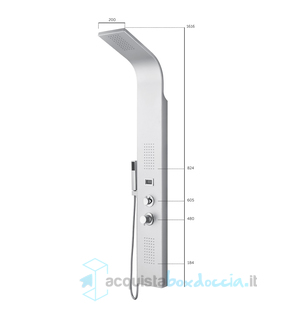 colonna doccia in alluminio satinato multifunzione anticalcare con miscelatore e display temperatura - 4004 alluminio satinato