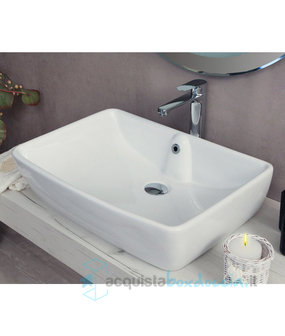 lavabo d'appoggio ceramica bianco 59x42x15,5 cm modello country