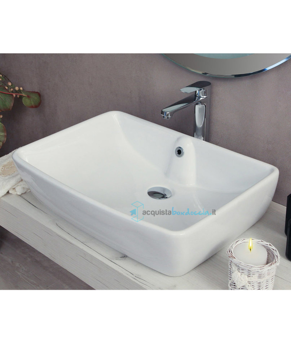 lavabo d'appoggio ceramica bianco 59x42x15,5 cm modello country