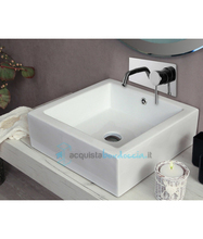 lavabo d'appoggio ceramica bianco 46x46x15 cm modello minimal