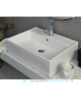lavabo d'appoggio ceramica bianco 58x45x15 cm modello life