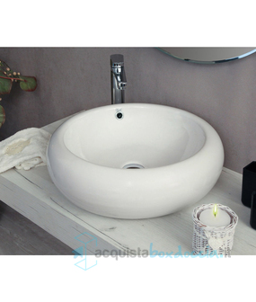 lavabo d'appoggio ceramica bianco 52x52x17 cm modello rap