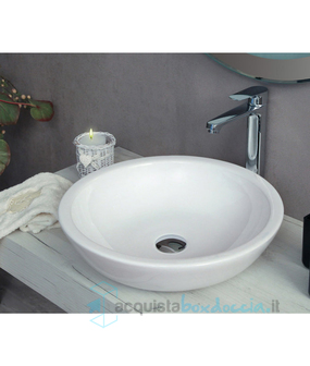 lavabo d'appoggio ceramica bianco 47x47x14 cm modello twist