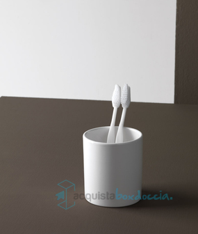 porta spazzolini ceramica bianco 8,5 cm serie tube-cube capannoli