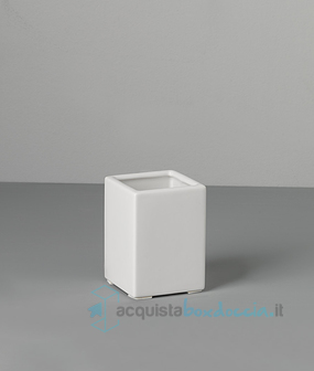 porta spazzolini ceramica bianco 7,6 cm serie tube-cube capannoli