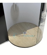 piatto doccia circolare texturizzato in marmo-resina Ø 80 - rocky wood