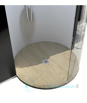 piatto doccia circolare texturizzato in marmo-resina Ø 100 - rocky wood