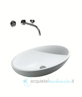 lavabo d'appoggio a libera installazione in solid surface 56x36 cm - ovo