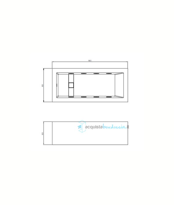 vasca freestanding 180x80 cm con sistema brevettato di idromassaggio cromoteraupetico a filo  - icon