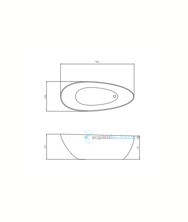 vasca speciale a libera installazione in luxolid 160x70.5 cm  - leafy