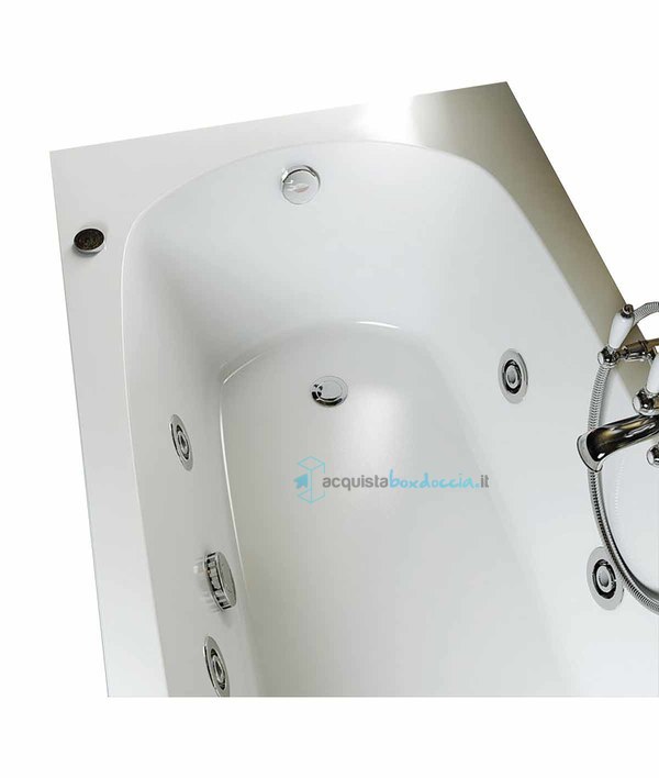 vasca con sistema combinato touchscreen whirpool - airpool - cromoterapia - faro a led - disinfezione  in acrilico 150x70 cm - capri vtdf