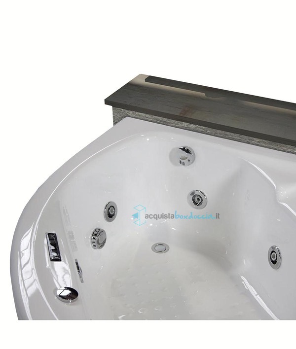 vasca con sistema combinato touchscreen whirpool - airpool - faro a led - disinfezione  in acrilico 130x130 cm  - vittoria vtdf